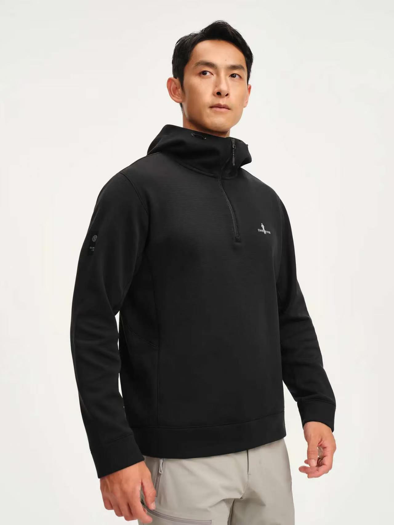 2026 Fall New Men's Solid Color Hooded Cardigan Sweatshirt, 100% Polyester, Lightweight, Warm & Moisture Wicking, Casual Outdoor Pullover Hoodie, Regular Fit for Youth & Middle-Age