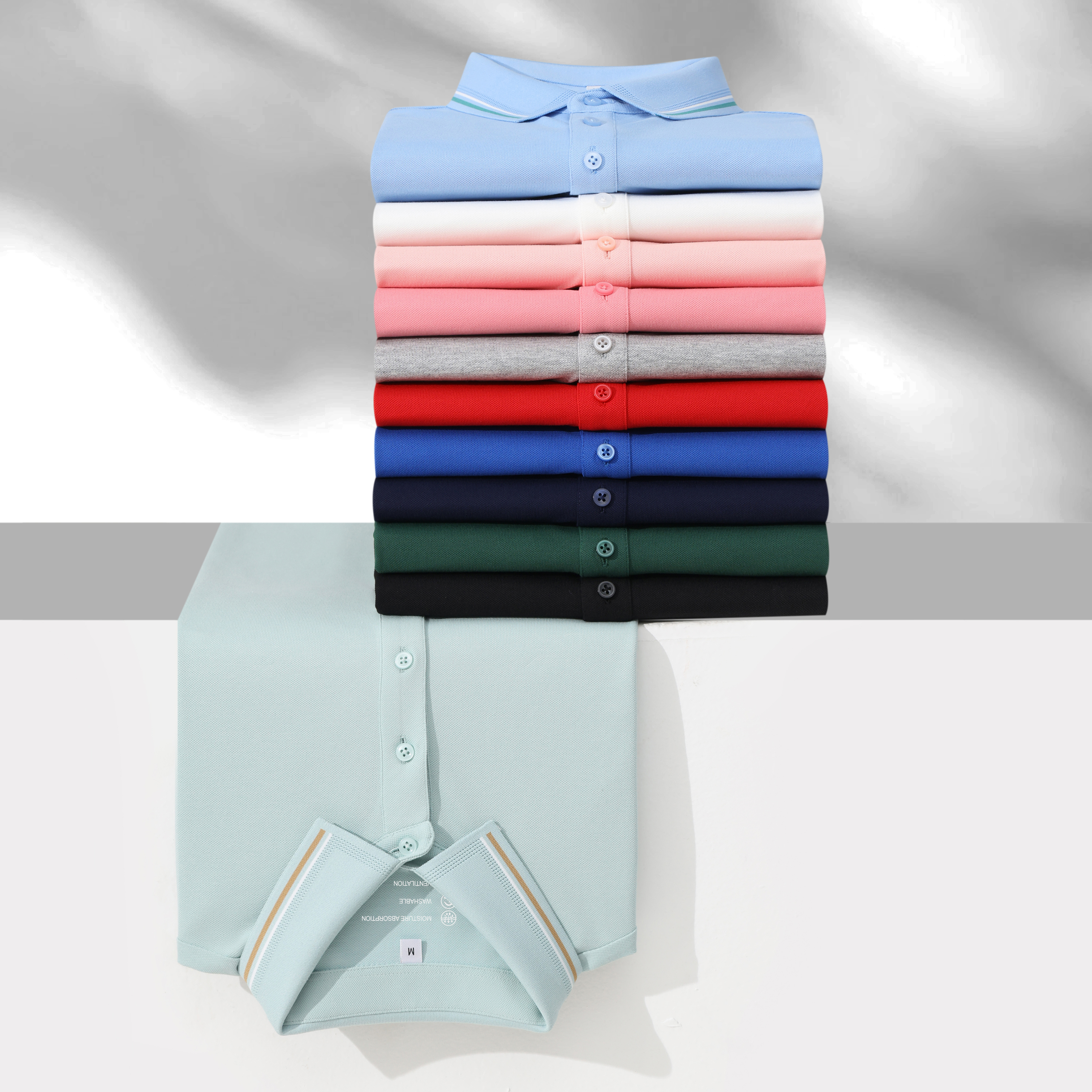 Unisex Sorona Polo Shirt Premium Poly-Cotton 7A Antibacterial Ice Ammonia Super Cool Cotton 11 Colors