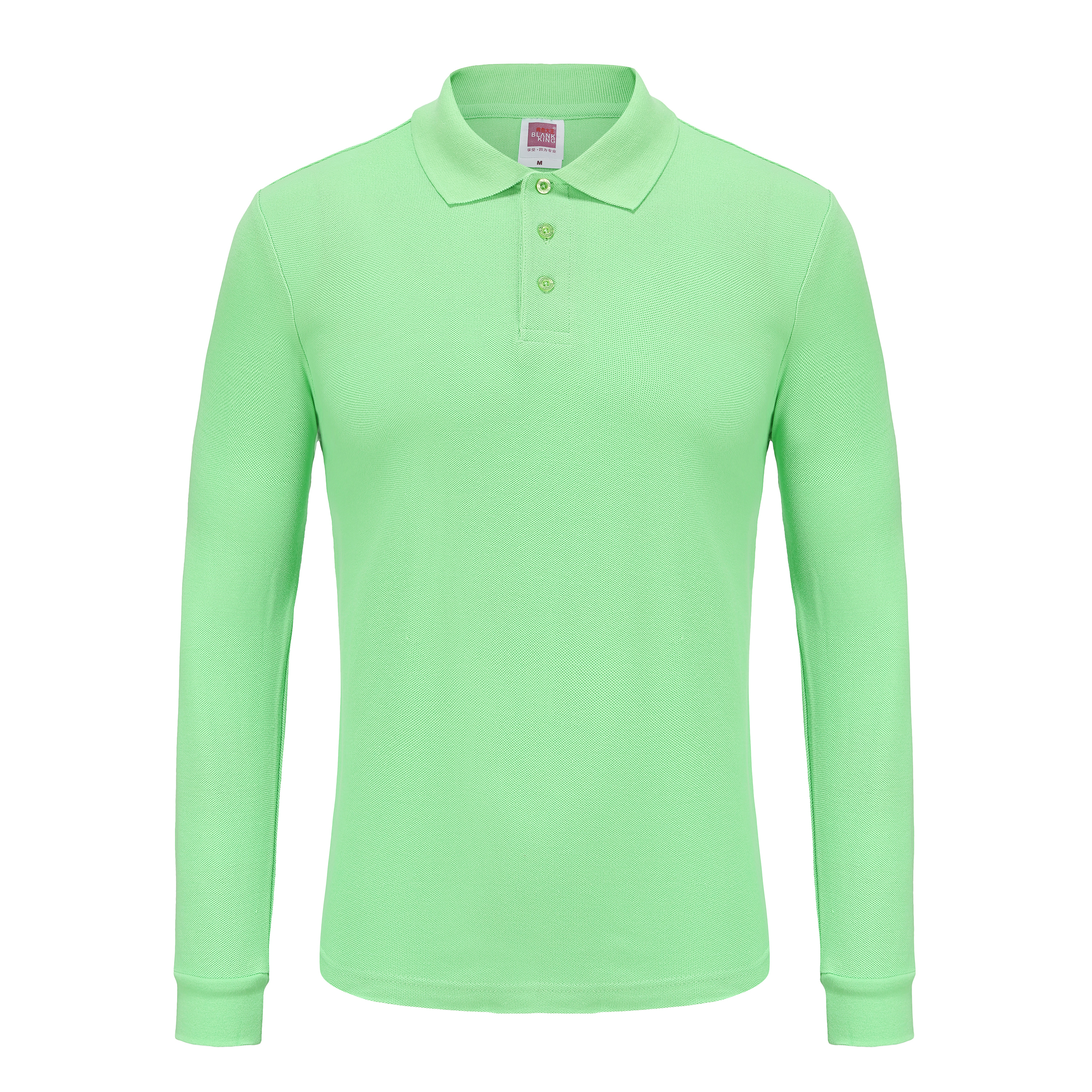 Unisex Long Sleeve Polo Shirt Pique Cotton Fabric Silky Smooth Skin-Friendly Elastic Breathable Eco-Friendly Moisture Absorption Golden Ratio Composition