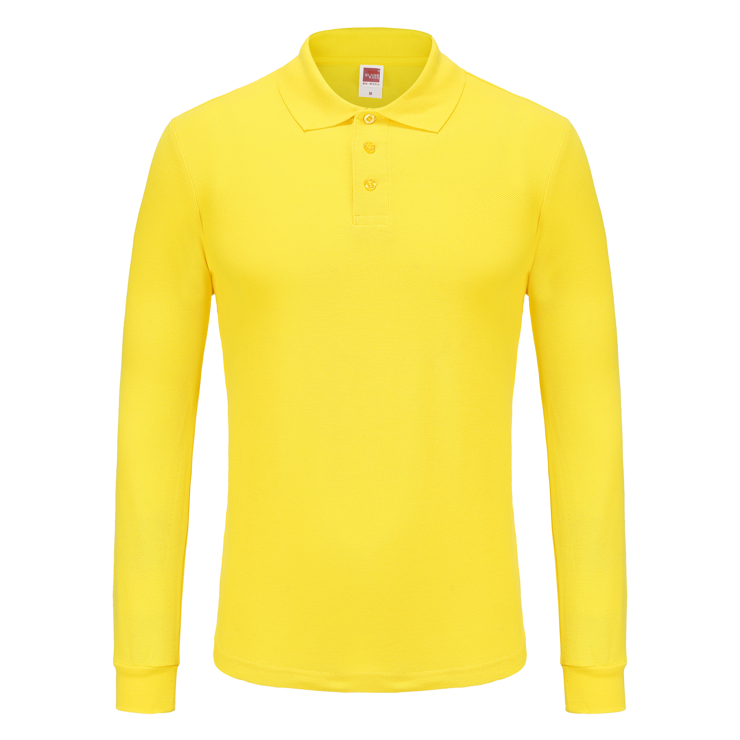 Unisex Long Sleeve Polo Shirt Pique Cotton Fabric Silky Smooth Skin-Friendly Elastic Breathable Eco-Friendly Moisture Absorption Golden Ratio Composition