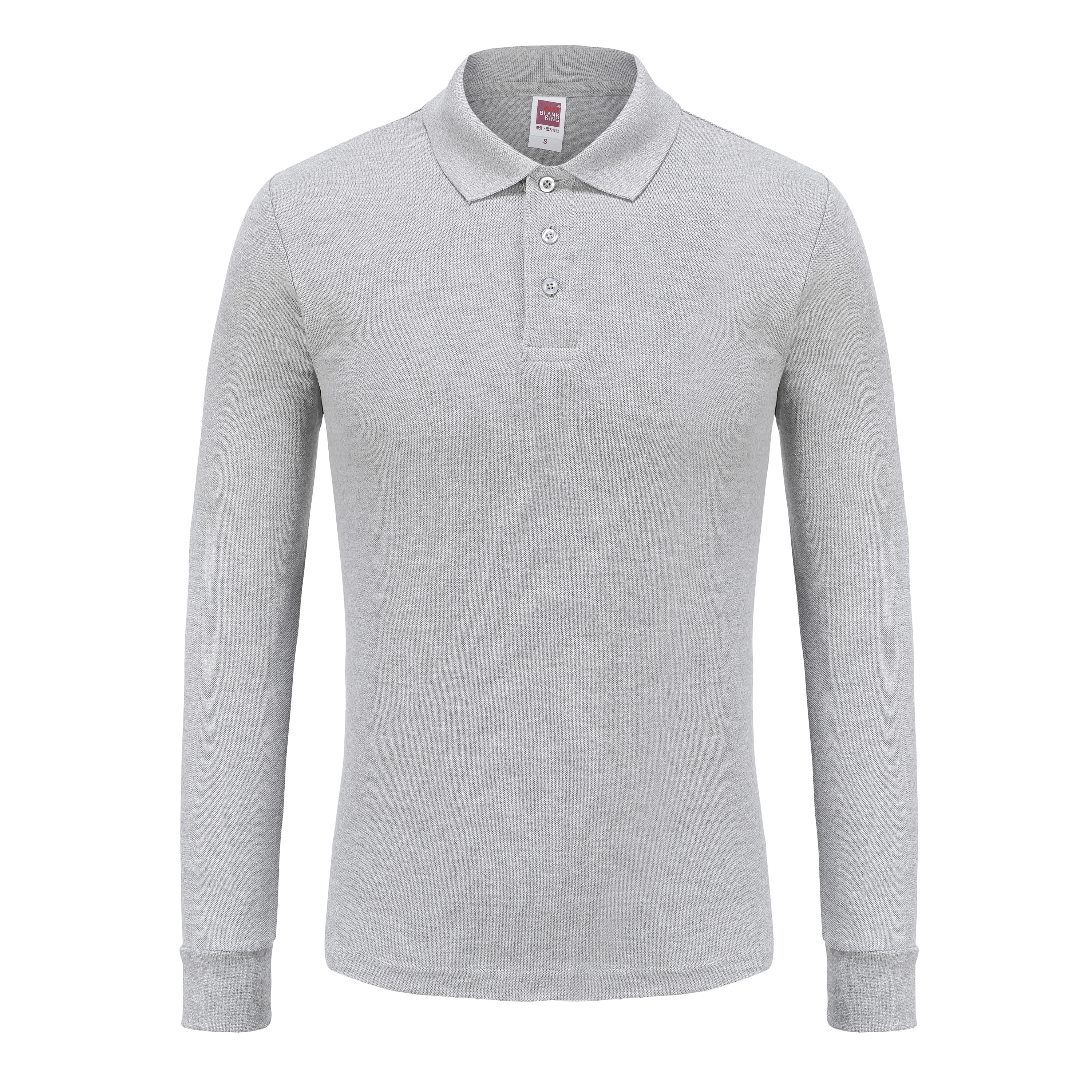 Unisex Long Sleeve Polo Shirt Pique Cotton Fabric Silky Smooth Skin-Friendly Elastic Breathable Eco-Friendly Moisture Absorption Golden Ratio Composition