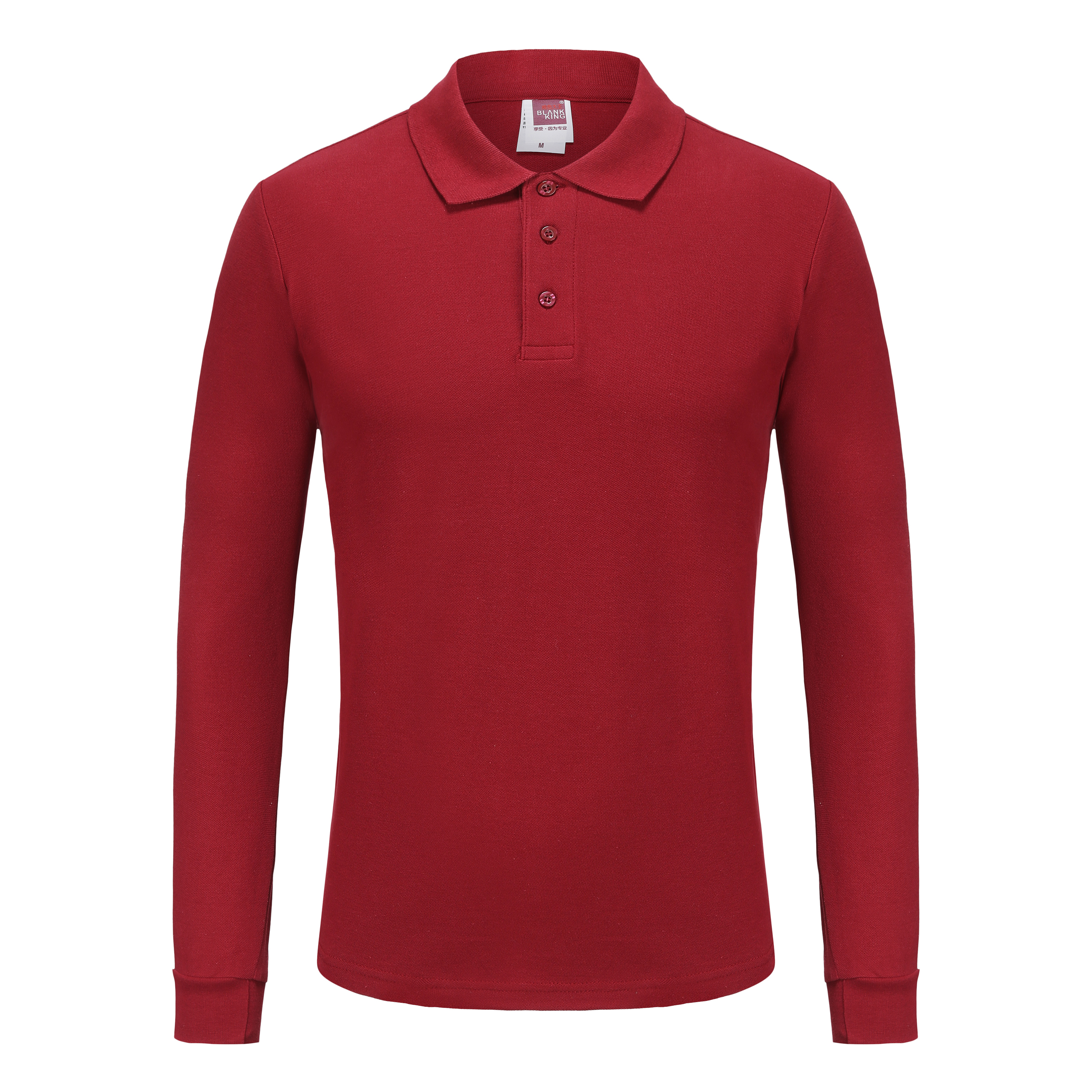 Unisex Long Sleeve Polo Shirt Pique Cotton Fabric Silky Smooth Skin-Friendly Elastic Breathable Eco-Friendly Moisture Absorption Golden Ratio Composition
