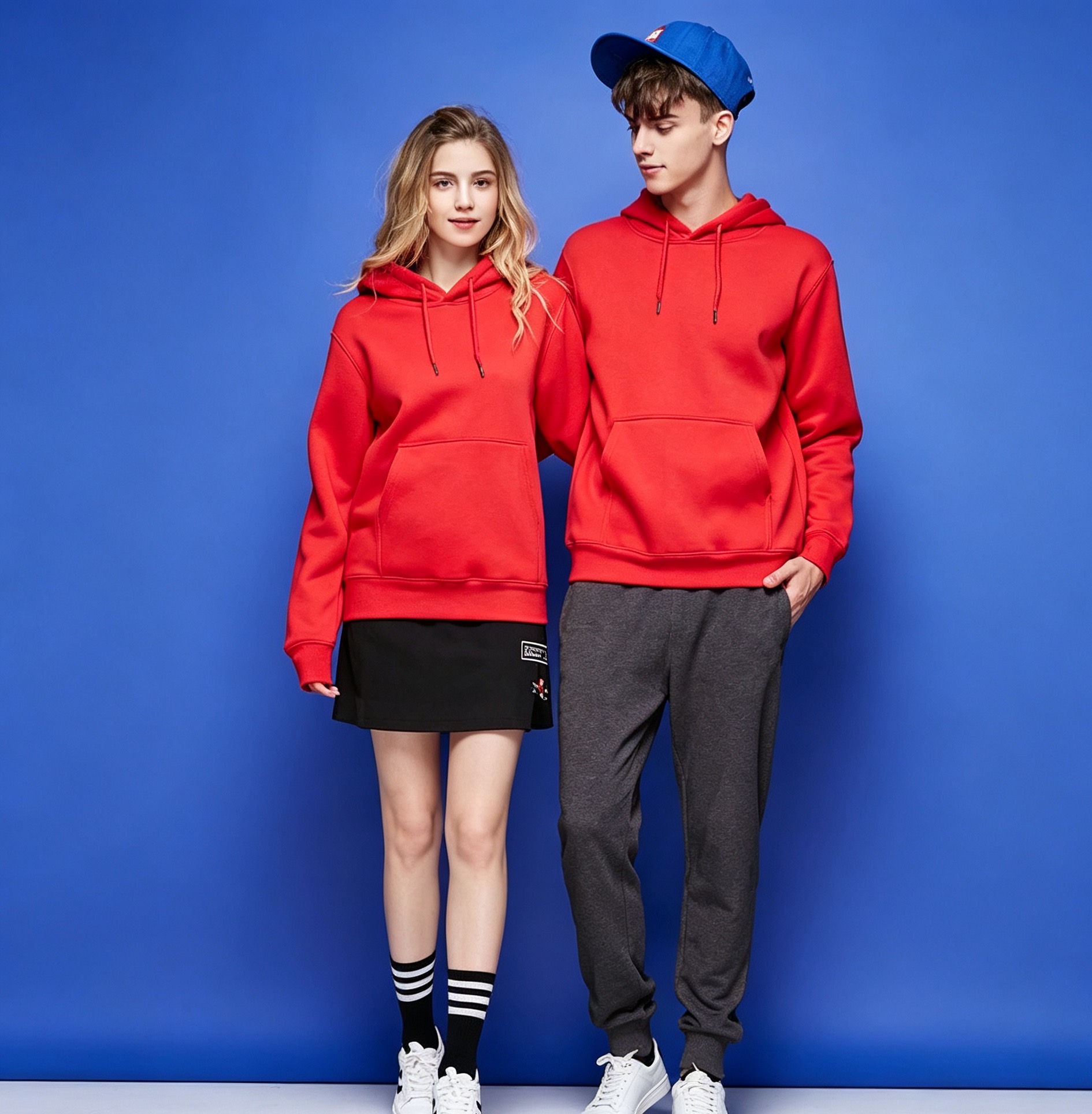 330gsm CVC Fleece Unisex Adult Pullover Hoodie, Premium Soft Cotton Blend, Fashion Hooded Design, Kangaroo Pocket, Fine Workmanship