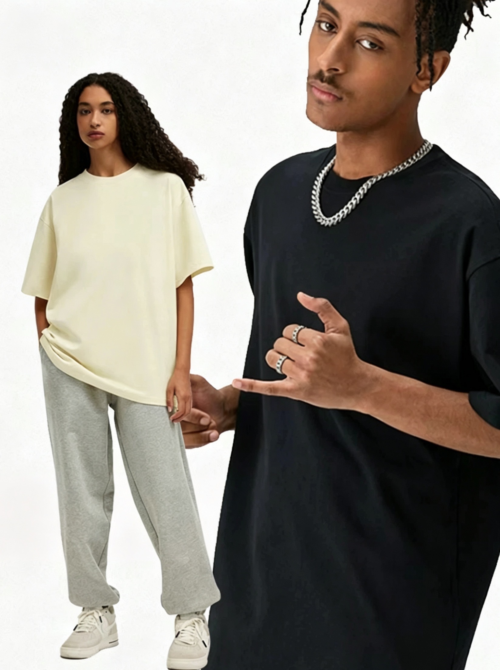 310GSM Heavyweight 100% Cotton Blank American Streetwear Crew Neck T-Shirt, FOG Tone Oversized Unisex Tee, Low Shrinkage Thick Plain T Shirt For Custom Print