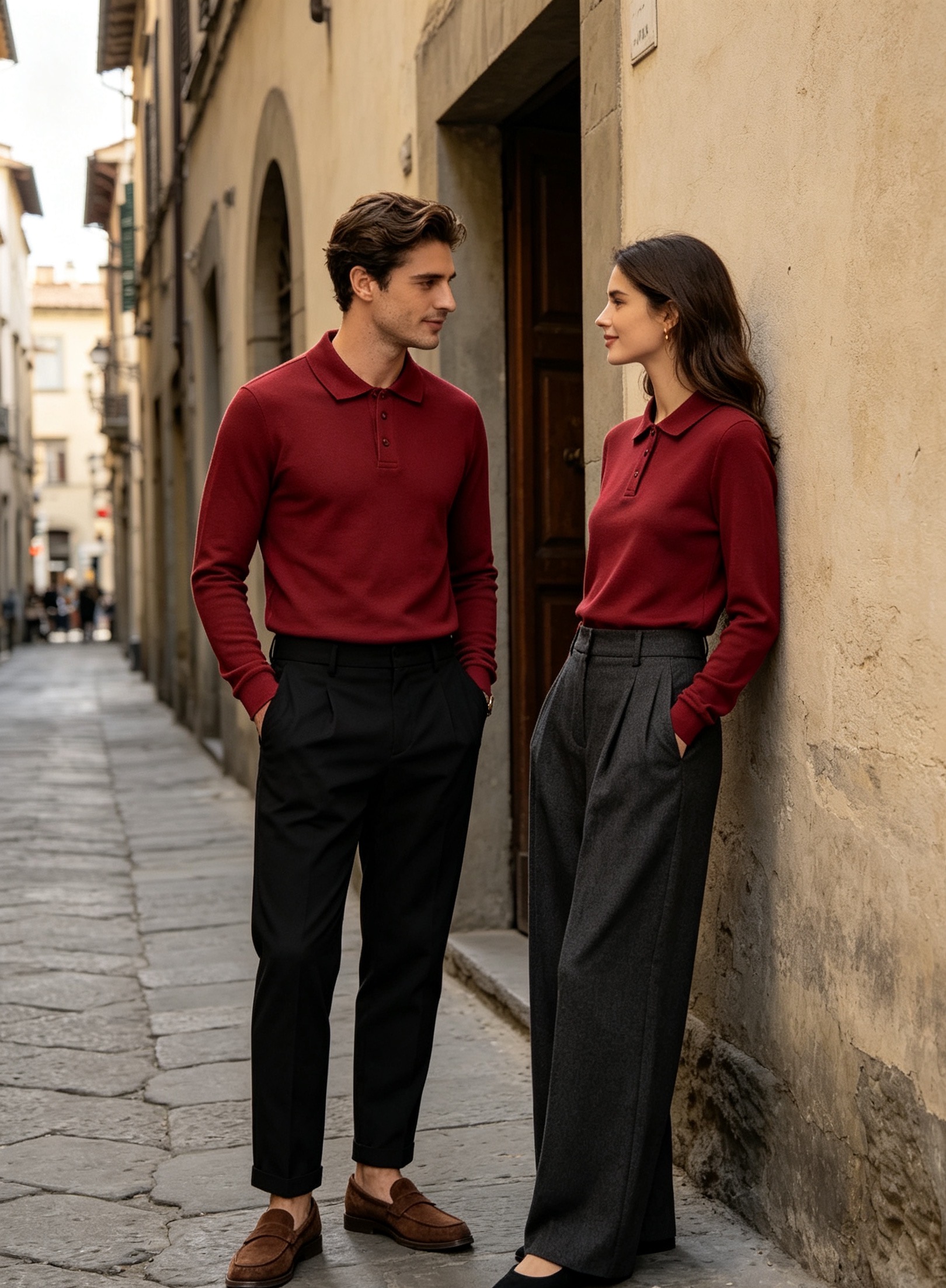 Unisex Long Sleeve Polo Shirt Pique Cotton Fabric Silky Smooth Skin-Friendly Elastic Breathable Eco-Friendly Moisture Absorption Golden Ratio Composition