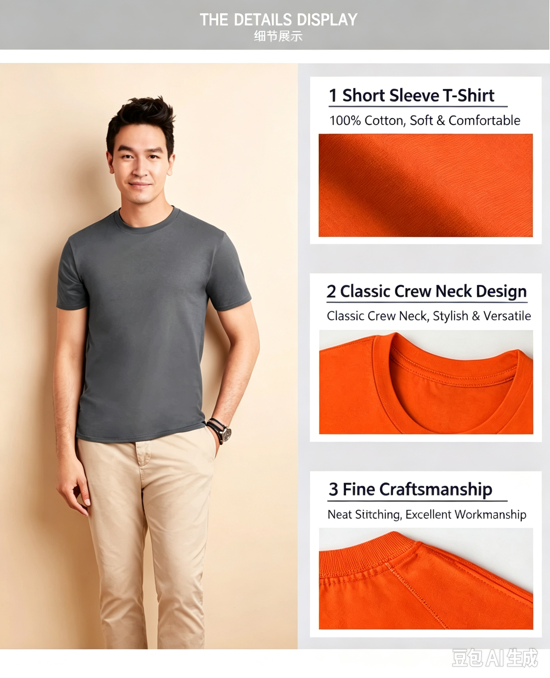 Unisex Adult Crew Neck Short Sleeve T-Shirt 100% Cotton 180gsm Casual Blank Tee