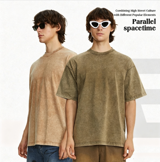 260gsm Heavyweight Cotton Summer Snow Wash Streetwear T-Shirt
