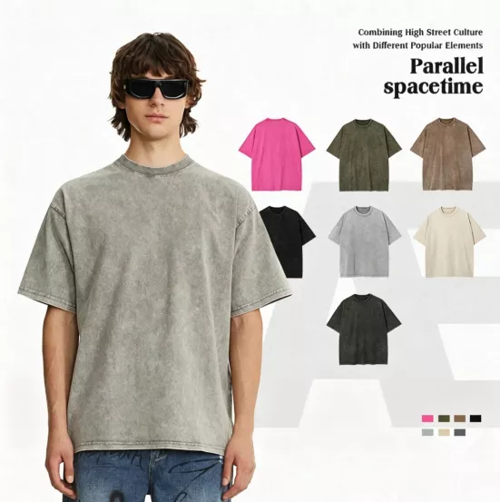 260gsm Heavyweight Cotton Summer Snow Wash Streetwear T-Shirt