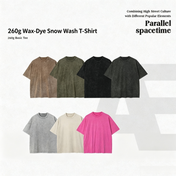 260gsm Heavyweight Cotton Summer Snow Wash Streetwear T-Shirt