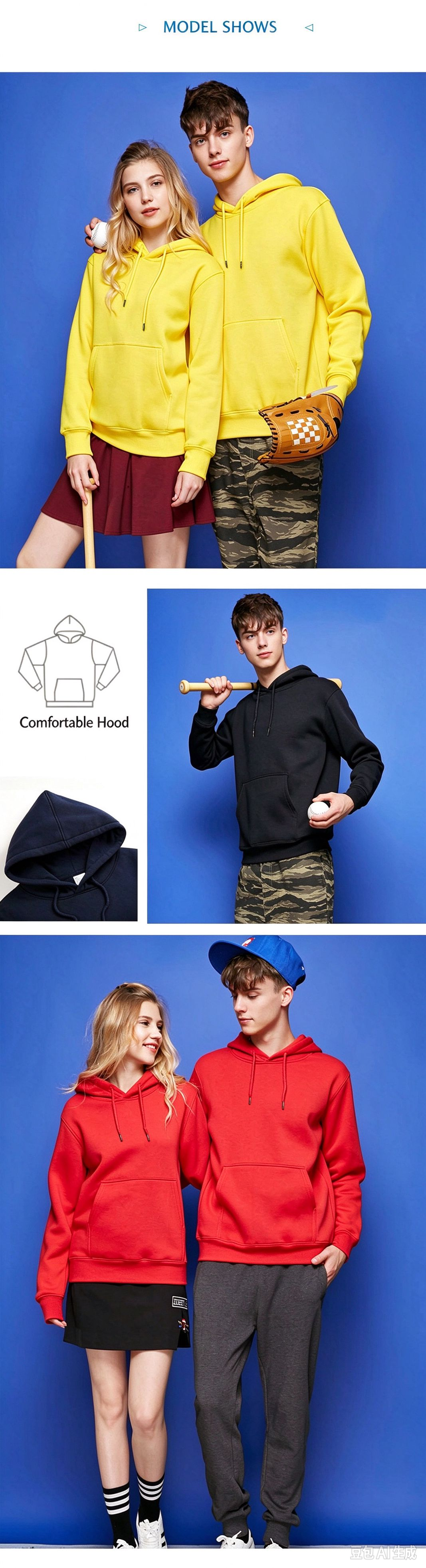 330gsm CVC Fleece Unisex Adult Pullover Hoodie, Premium Soft Cotton Blend, Fashion Hooded Design, Kangaroo Pocket, Fine Workmanship